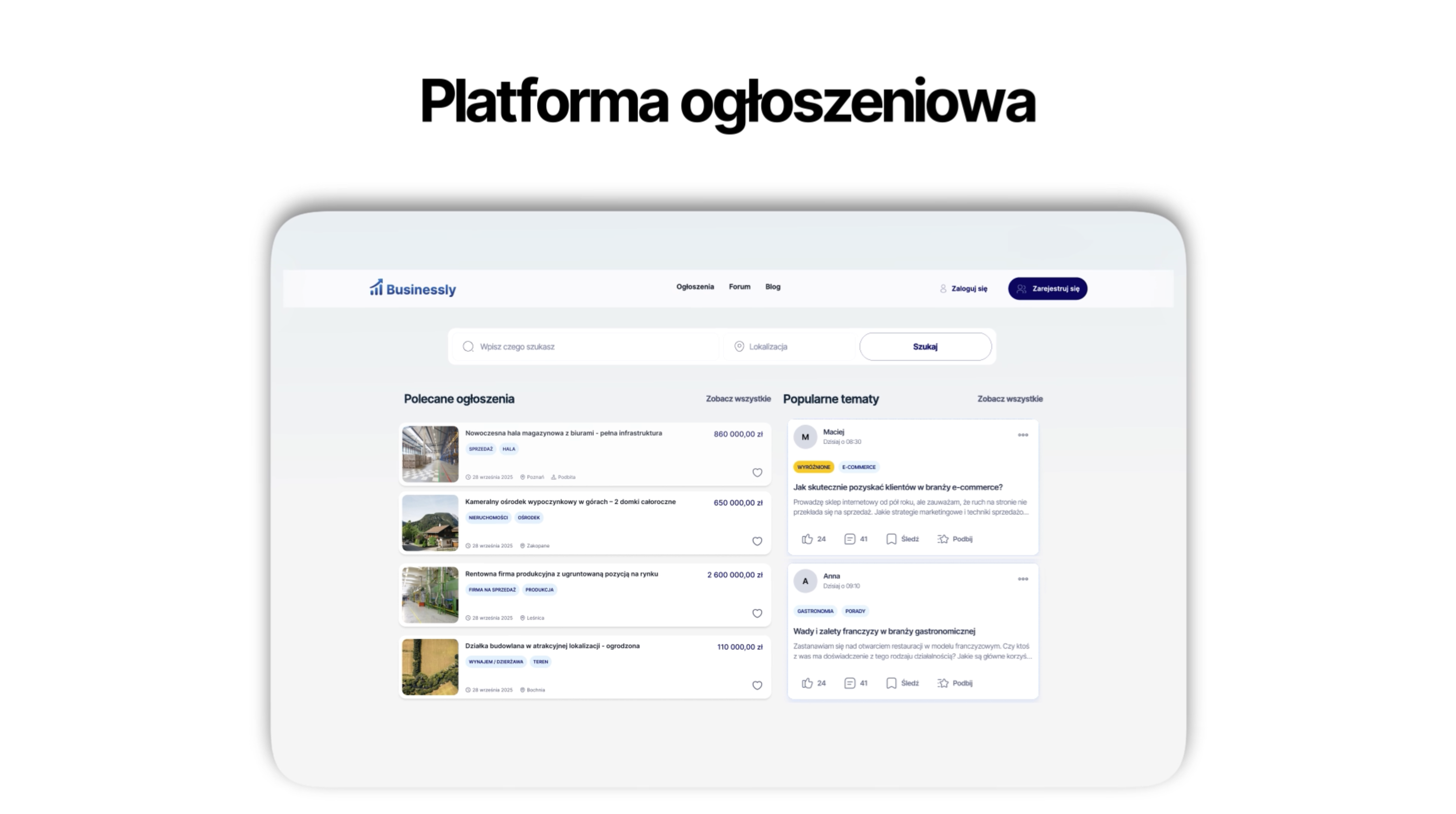 Główny widok platformy