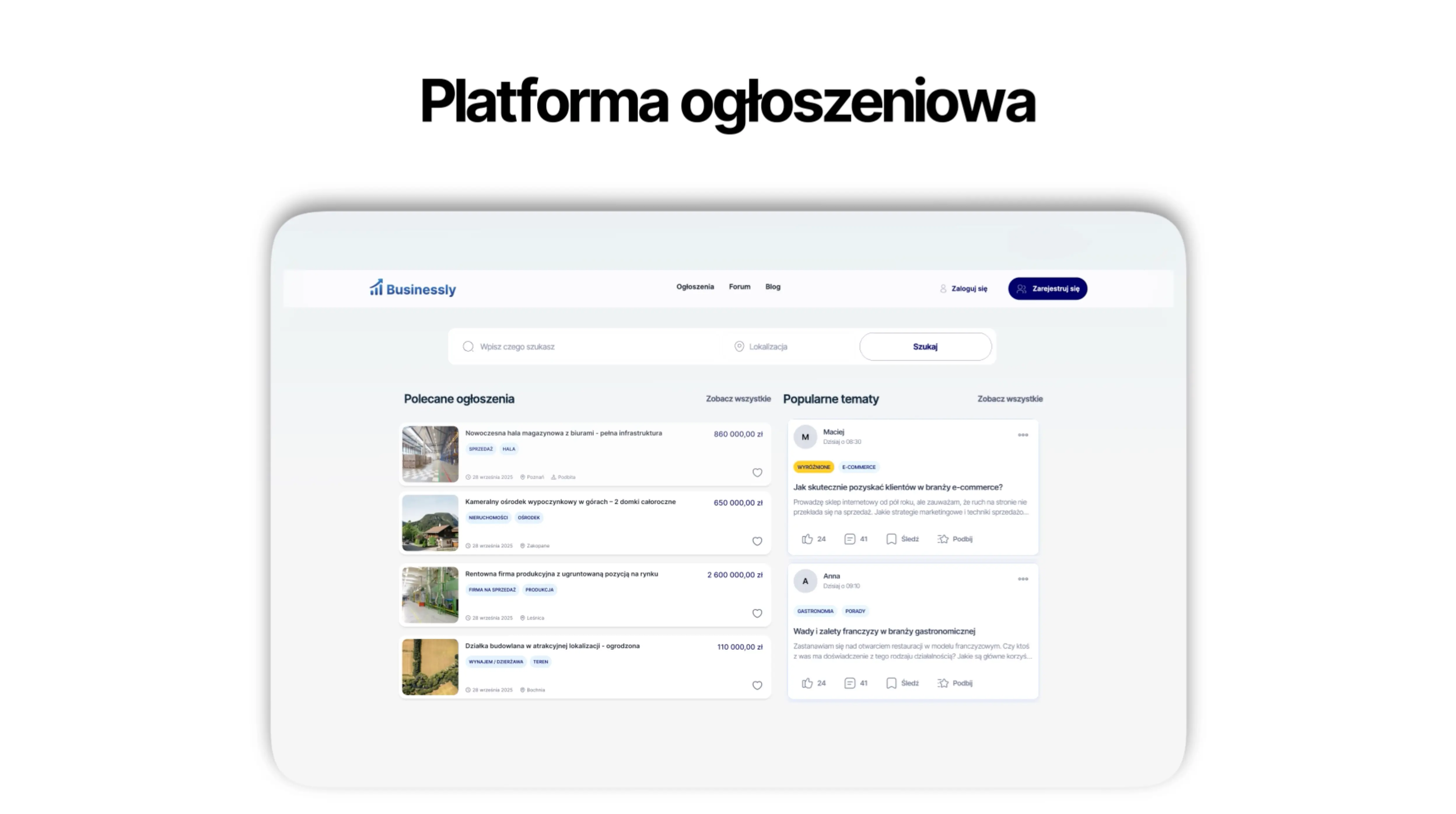 Główny widok platformy